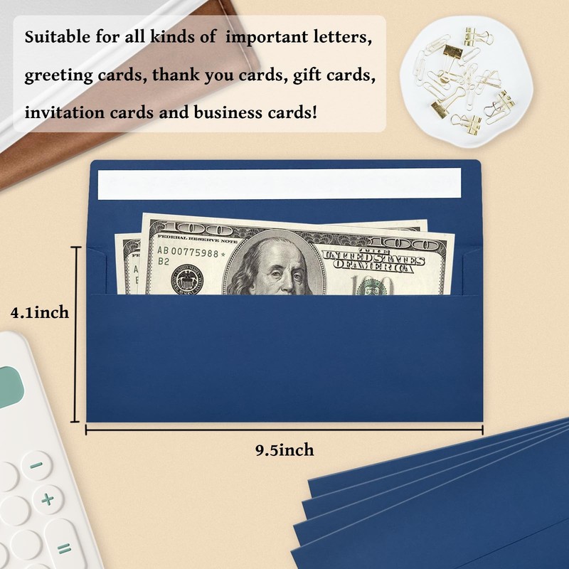 50 Pack #10 Business Envelopes, Navy Blue Standard Envelopes Self Seal, Letter S gallery