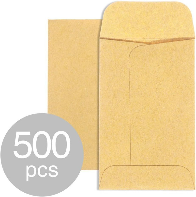 Small Coin Envelopes 2-1/4 X 3-1/2, Kraft Mini Key Envelopes, 500 Pcs