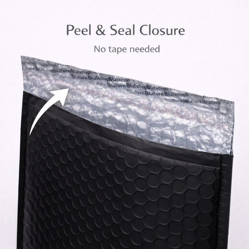 Matte Metallic Black Poly Bubble Mailers 6.5 x 10 | Padded Shipping Envelopes gallery