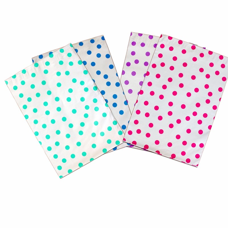 10" x 13" Pink|Teal|Purple|Blue Polka Dot -Flat Poly Mailers (200 Pack) gallery