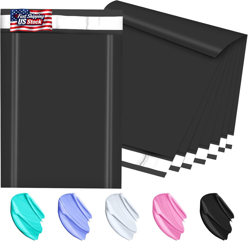 Poly Mailers 10X13 Inch 200 Pcs, Black Shipping Bags, Mailing Envelopes with Sel