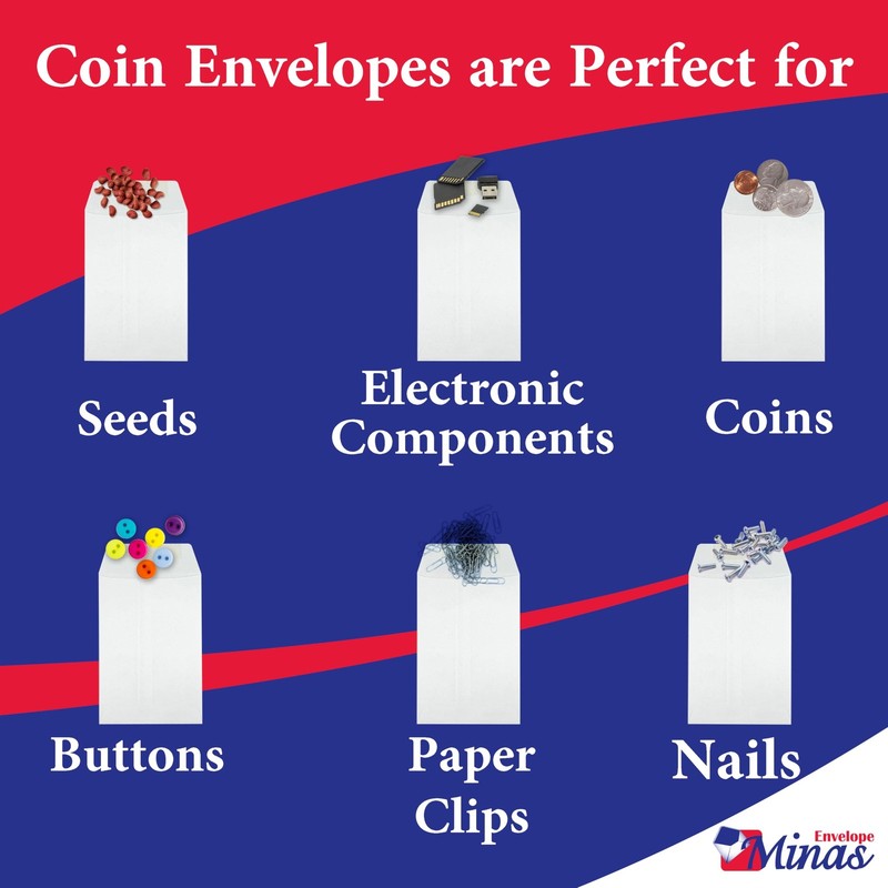 500 Count #1 Coin Envelopes 21/4x31/2 Inch White Paper Gummed Flap 24 lb gallery