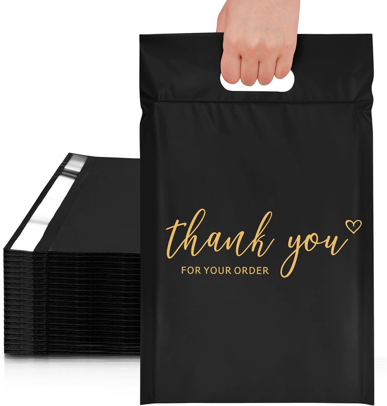 Poly Mailers with Handle 10X13 Inch 100 Pcs, Easy to Carry Packaging Bags for Sm