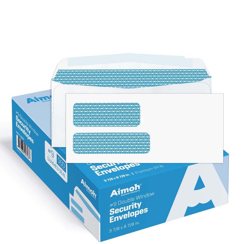 #9 Double Window Security Tinted Mailing Envelopes For Invoices – Case / 2500 Ct
