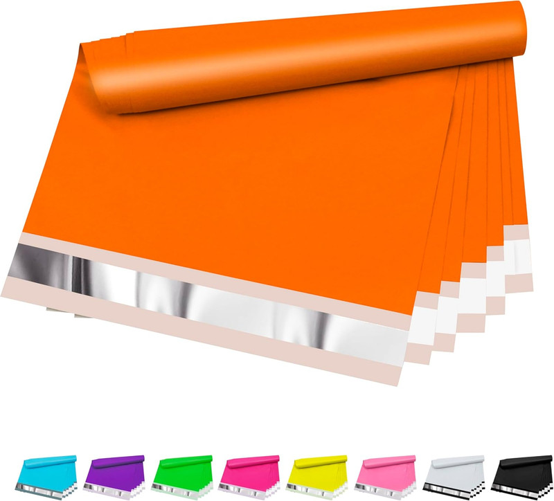 Poly Mailers 12X15.5 Inch 50 Pcs, Orange Plastic Mailing Envelopes with 2.4Mil