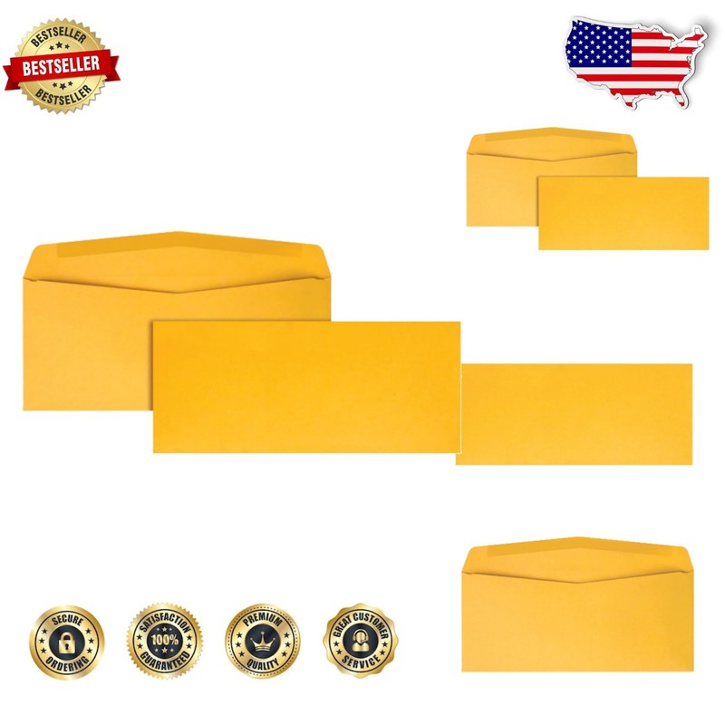 Kraft Envelopes 4-1/8 x 9-1/2, Heavy Duty 28lb Paper, 5 per Box