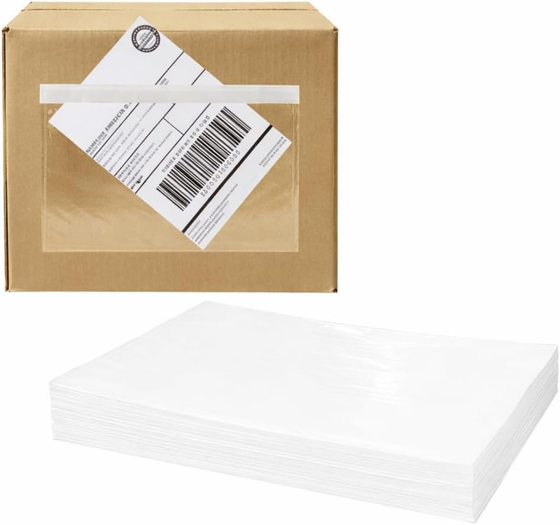 110 Pcs 7.5X 5.5 Shipping Label Sleeves Adhesive Clear Packing Slip Pouches