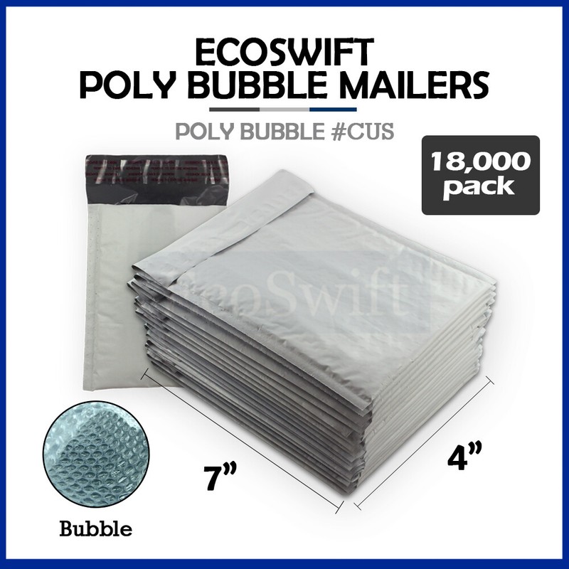 18000 #0000 4 x 6 EcoSwift Full PALLET Poly Bubble Mailers Padded Envelope Bags