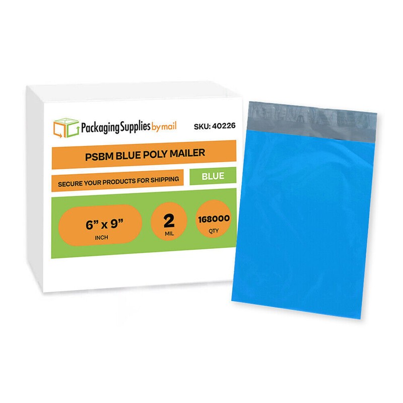 6×9 Blue Poly Mailers Shipping Envelope Bags Packaging Premium 2 Mil 168000 Pcs