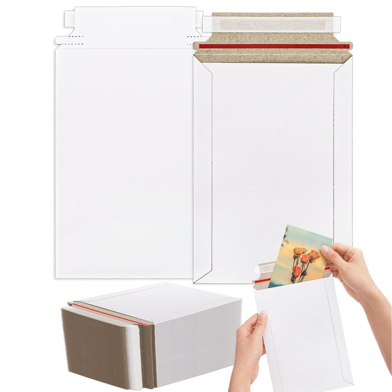 100 PCS 6×8.7 Inch SelfSeal Rigid Mailers Stay Flat Cardboard Envelopes
