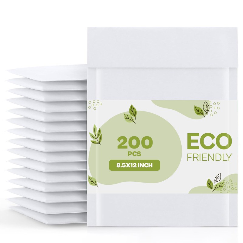 200 Pieces White Kraft Bubble Padded Mailers 8.5x12 Shipping Envelopes Bags gallery