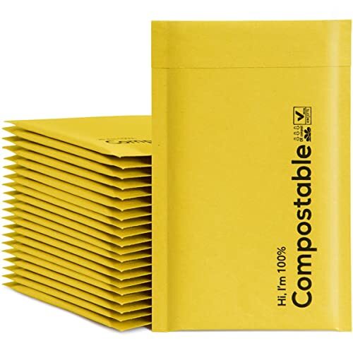 6×10 inch Biodegradable Bubble Mailers,25 Count #0 Compostable Padded Packaging