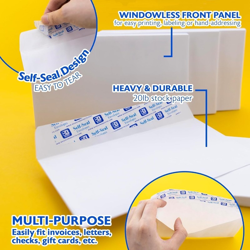 3/4 Self-Seal White Envelopes - 100ct Box, Perfect for Office/Home Mail gallery