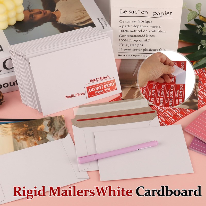 100 Pack Rigid Mailers 4.5x6.5 Inch Self Seal Document Mailers, Protective Fl... gallery