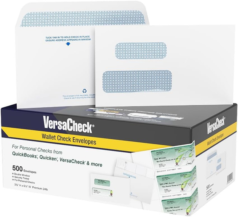 500 NRP Personal Double Window Security Wallet Check Envelopes – Compatible wit