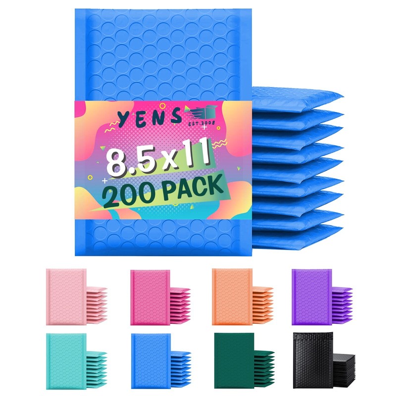 Yens® 200 #2 Poly Bubble Padded Envelopes Mailers 8.5 X 11 -Blue