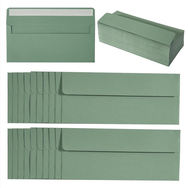 100 Sage Green #10 SelfSeal Business Envelopes for Office & Mailing
