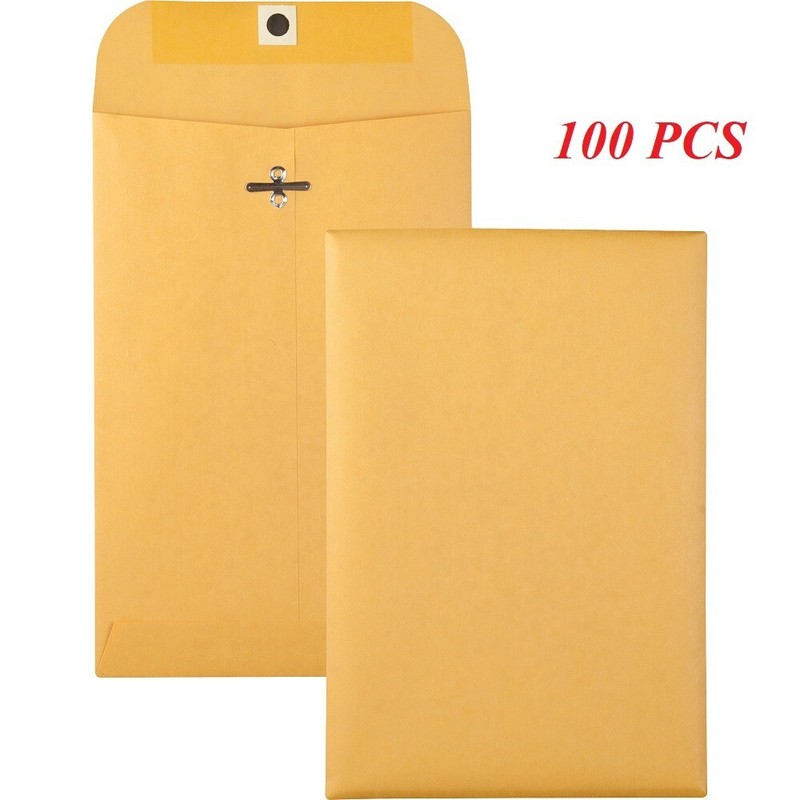 100 Pcs CLASP ENVELOPES 6”x9” Kraft Shipping Mailing Gummed Business Manila