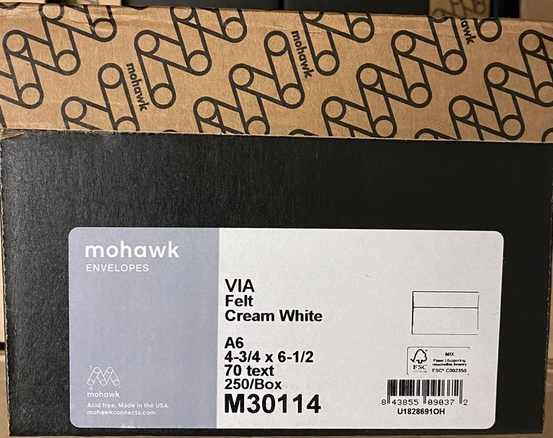 mohawk VIA Felt Text Envelope Cream White Felt 70lb A6 4-3/4 x 6-1/2 Envelopes