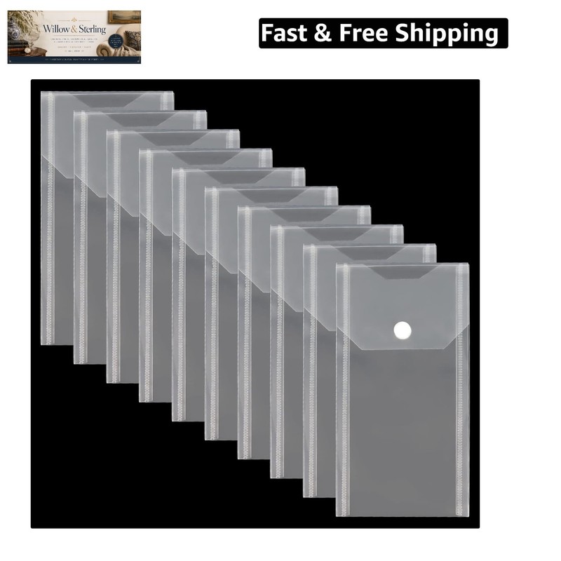 Plastic Envelopes 10 Pack Poly Envelopes Hook Loop Closure,Receipt Stickers S...