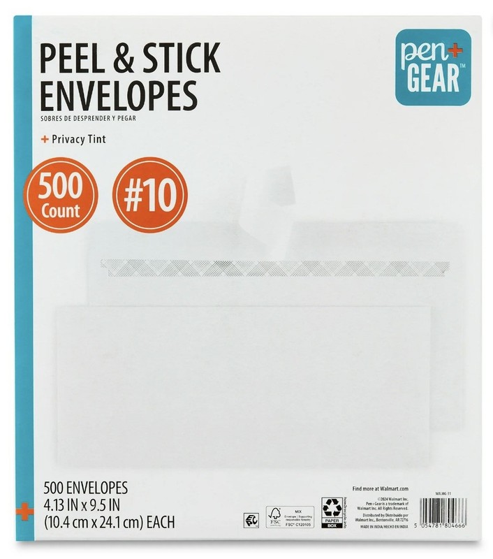 Self Sealing #10 Privacy Tint Peel & Stick Envelopes White, 4.13”x 9.5”, 500 Ct