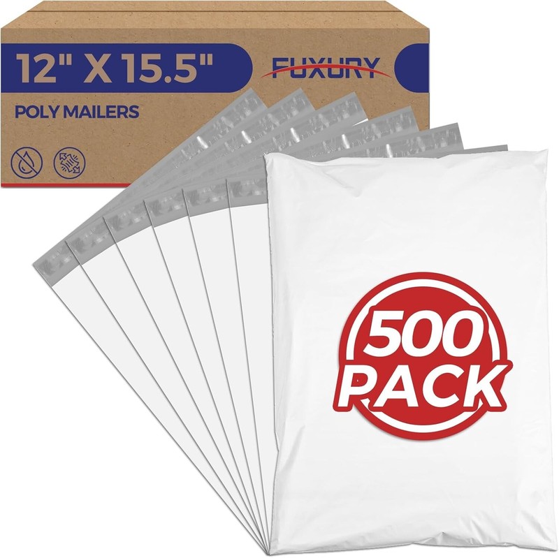 500-Pack White Poly Mailers 12x15.5” - Lightweight, Dust Resistant Shipping Bags gallery