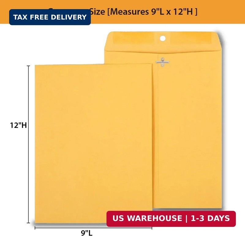 Staples 9 x 12 Kraft Clasp & Moistenable Envelopes, Brown Manila, Heavyweight Do gallery