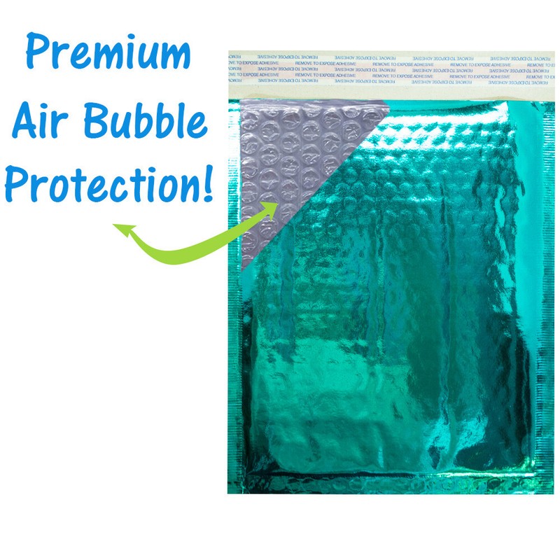 10-500 Lot~6x10 ~Pink Rose and Teal Combo Pack Metallic Foil Poly Bubble Mailers gallery