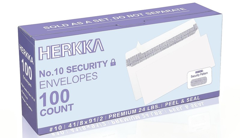 #10 Security SelfSeal Envelopes 41/8 x 91/2 White 24 LB 100 Pack