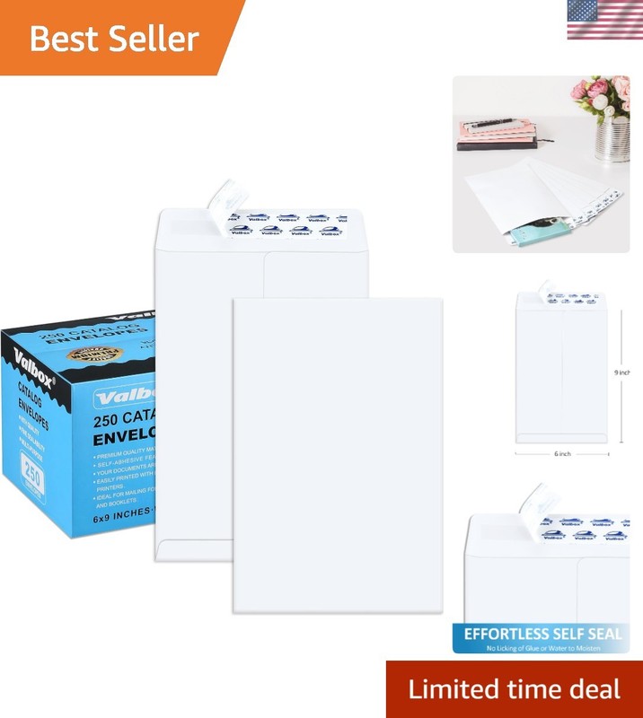Self-Seal Security Envelopes 250 Count, 6×9 White for Secure Mailing & Storage