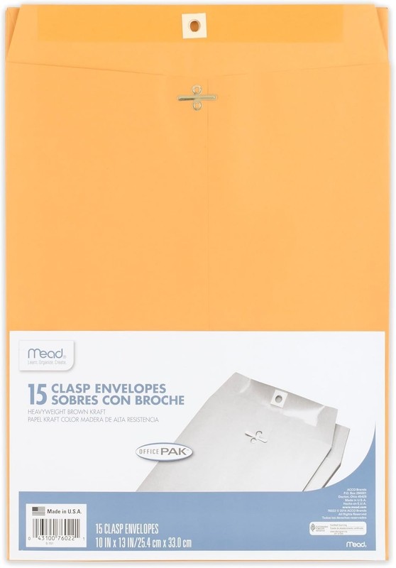 Durable Self-Seal Brown Kraft Envelopes, 10″ x 13″ – 15 Count for Safe Mailing