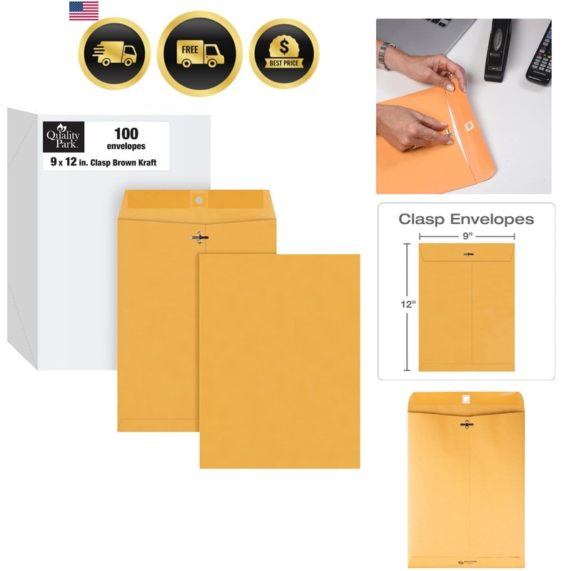 9 x 12 Clasp Envelopes with Deeply Gummed Flaps, Great for Filing, Storing or…