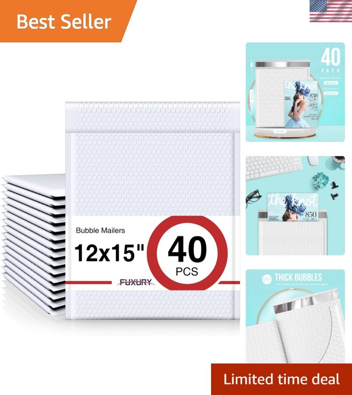 White Padded Envelopes 12×15” – 40 Count Large Bubble Mailers for All Occasions