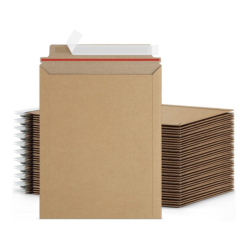 12.75 x 15 Rigid Photo Kraft Cardboard Mailer, Self-Seal Tear Tab-28pt 200 Pack