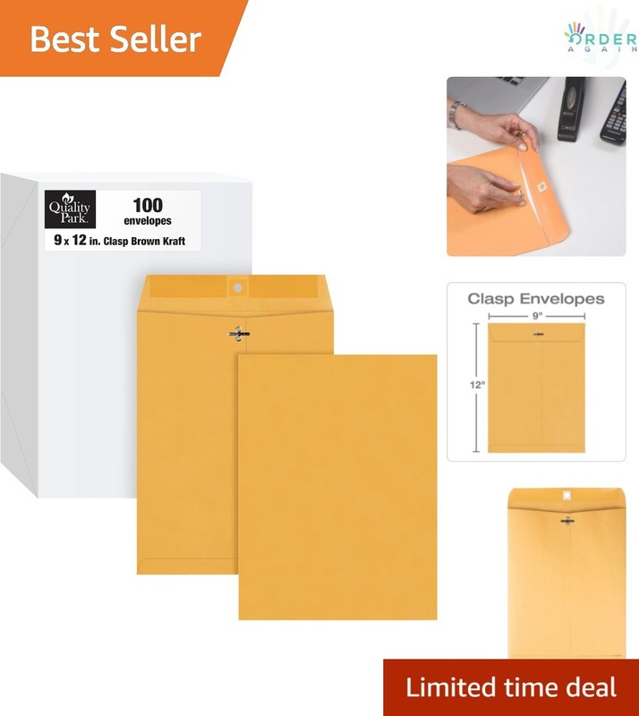 9×12 Clasp Envelopes Heavy Duty Kraft 28lb Reinforced Gummed Seal Office Mailing