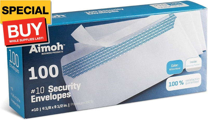 #10 Security Self Seal Envelopes – 100 Qty |No Window, EnveGuard, 4⅛ x 9½”, Whit