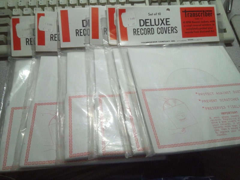 60 – Pack White Paper 7-Inch 45 RPM Record Sleeves W/ Vinyl Window SEALED VTG
