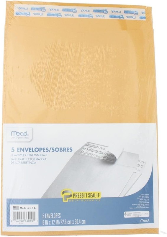Elegant 9x12 Kraft Envelopes - 5 Heavyweight Self-Adhesive Sealing for Letters gallery