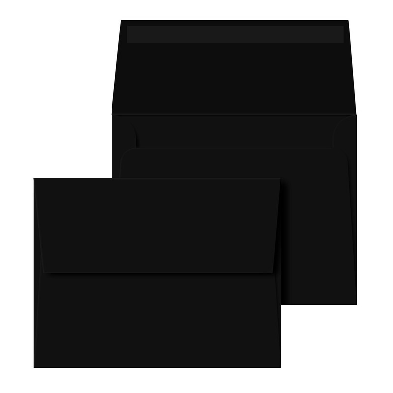 A2 Envelopes, 4 3/8″ x 5 3/4″, Black, Square Flap, 24w (90gsm), 25 per Pack