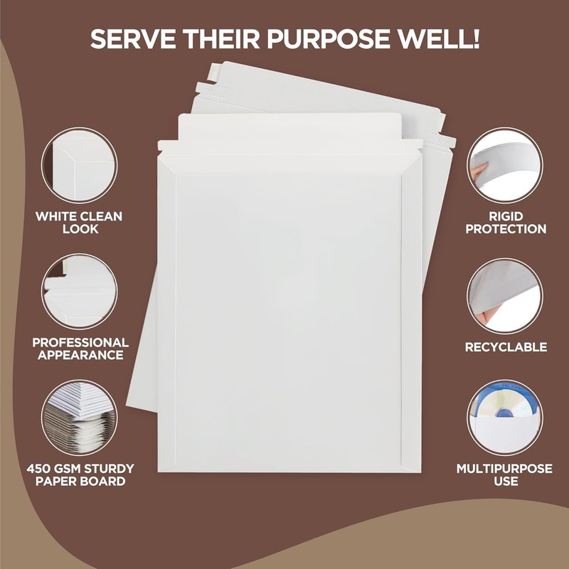 25 PCS 12.75x15 Inch Rigid Self Adhesive White Cardboard Mailers gallery
