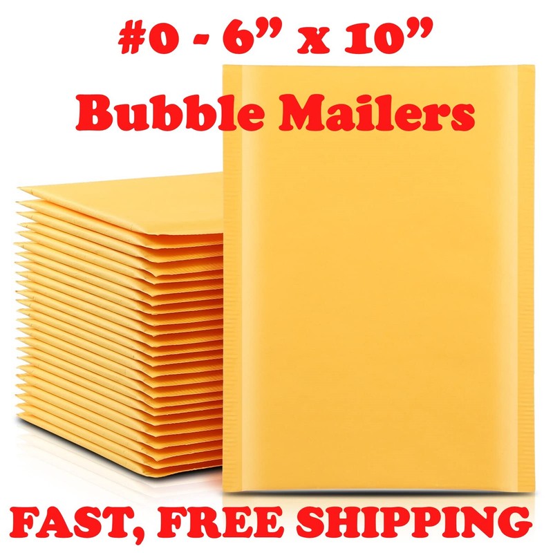 #0 6×10 KRAFT BUBBLE MAILERS SELF SEAL SHIPPING BAGS ENVELOPES PADDED 6×9