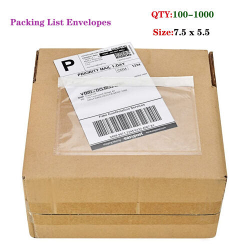 Clear Packing List Invoice Label Pouches Shipping Envelopes Adhesive 7.5×5.5 6×9