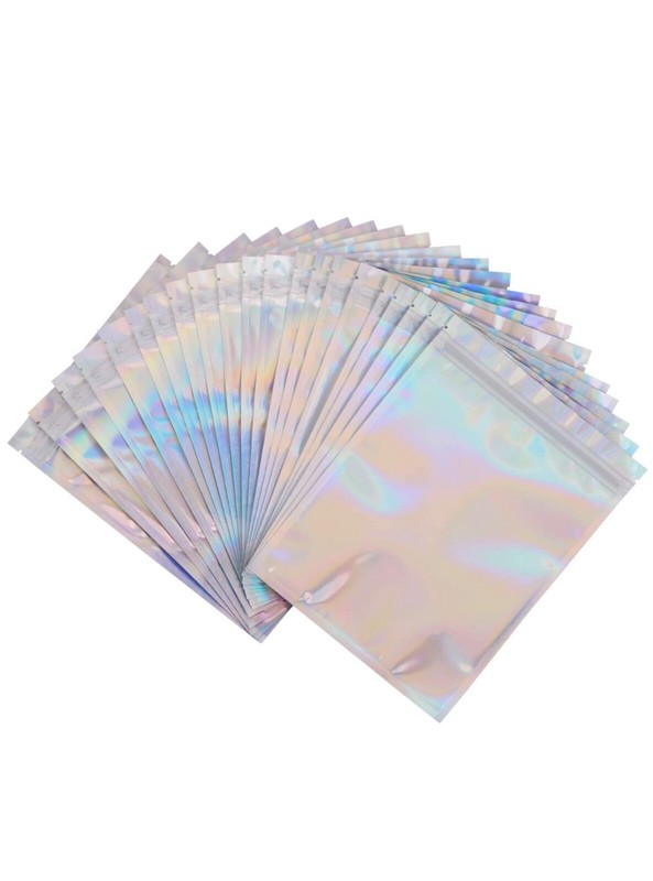 100 – 6×8″ Holographic Rainbow Laser Double-Sided Mylar Zip Bags