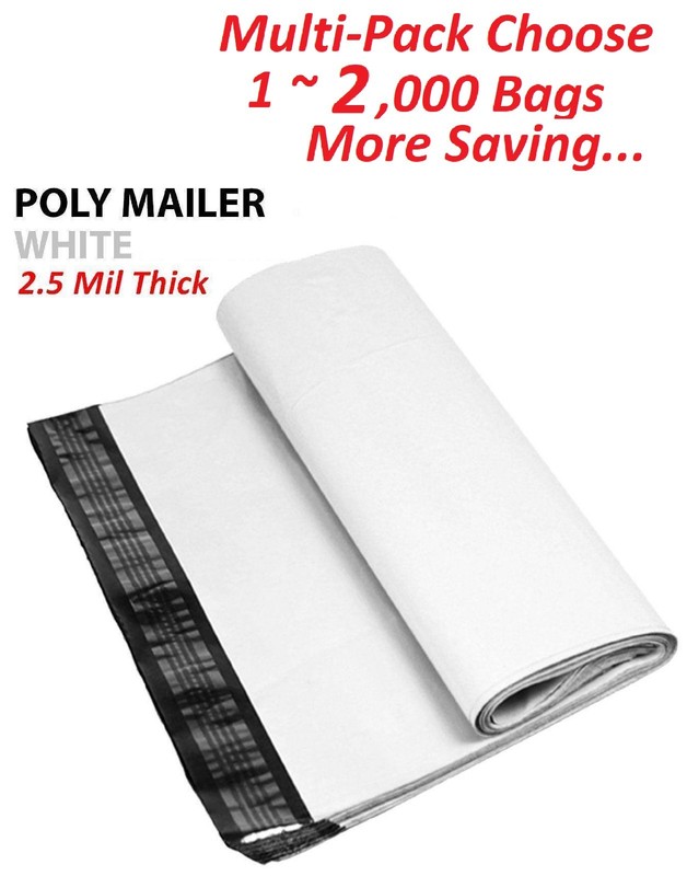 1~2000 Multi Pk 14.5×19 White Poly Mailers Shipping Envelopes Self Sealing Bags