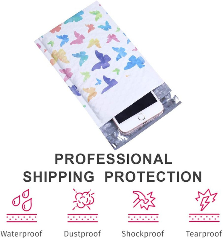 Bubble Mailers 4X8 Inch Colorful Butterfly 50 Pack Poly Padded Envelopes Small B gallery