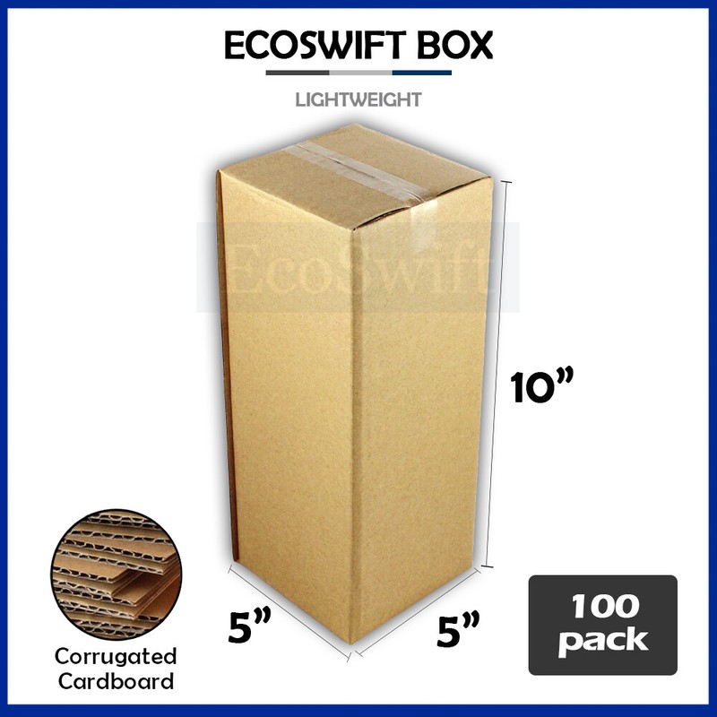 100 5x5x10 EcoSwift Cardboard Packing Moving Shipping Boxes Corrugated Box