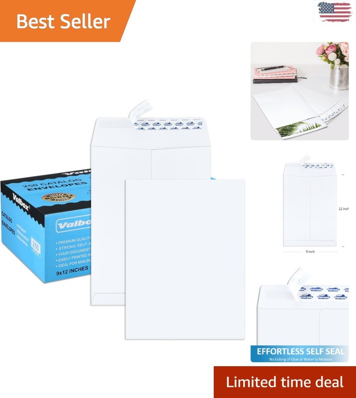 High-Quality 9×12 Self-Seal White Envelopes – 250 Count for Mailing and Storage