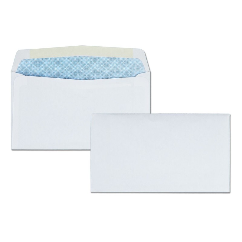 Security Tint Envelopes Gummed Closure 24 lb White Wove 3 5/8 x 6 1/2 500 Box