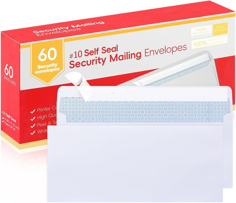 Zzrywuty #10 Letter Size Mailing Envelopes for Business, 60pcs Self Seal…