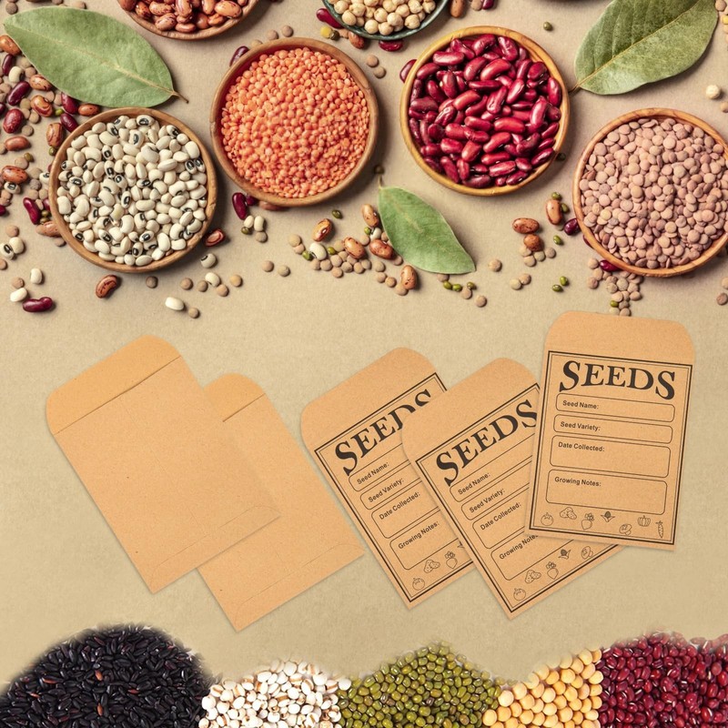 150 Pack Reusable Kraft Seed Envelopes 4.7x3.1in Seed Storage Organizer NEW gallery
